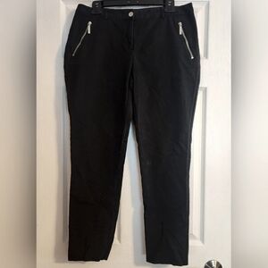 Michael Kors Black Cropped Pants with Gold Zipper Accents Size 10
